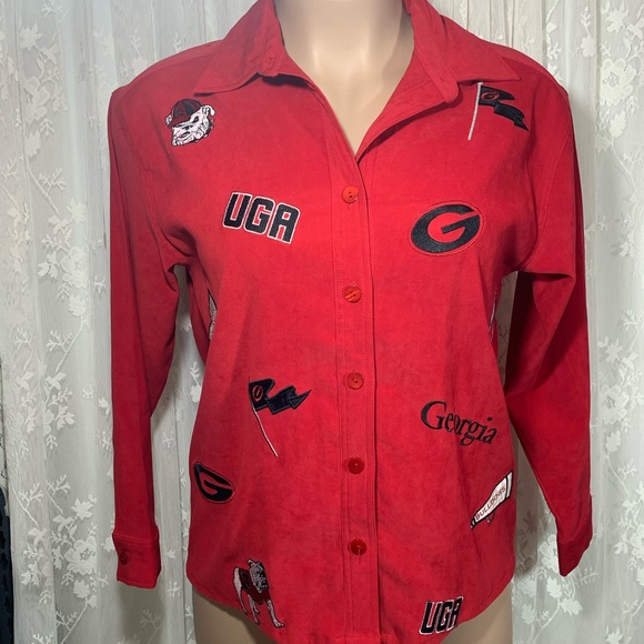 Castles Sports Tops - UGA long sleeve button up vegan suede shirt size L